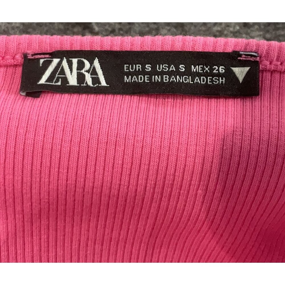 Zara Pink Ribbed Sleeveless Halter Style Crop Top - Picture 4 of 6